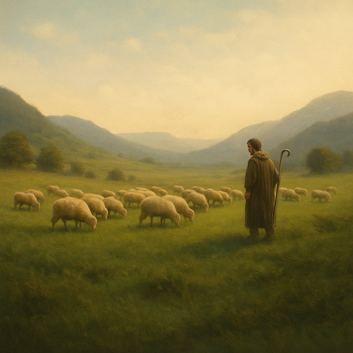 Shepherd and sheep
