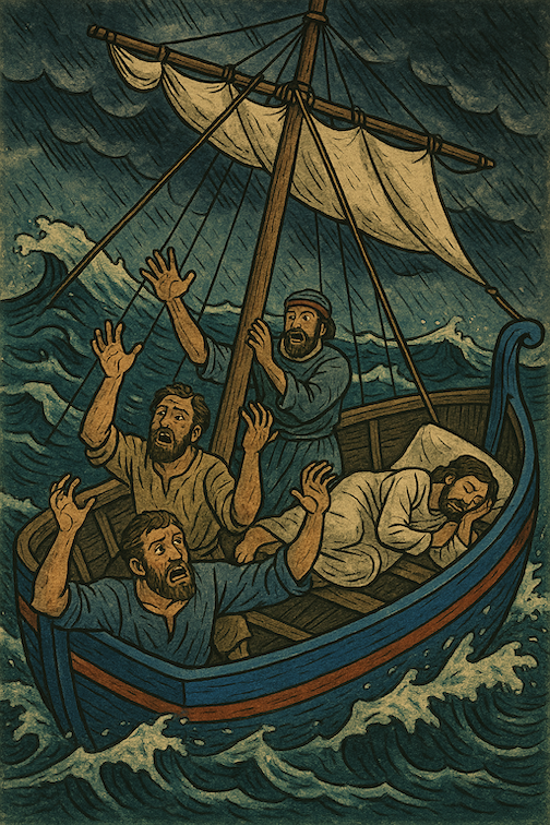 Jesus asleep in storm