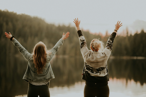 Women praising God in nature