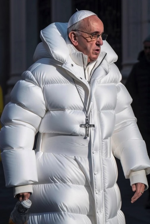 Pope in puffer coat